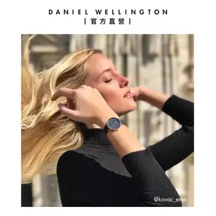 Daniel Wellington 錶帶 Petite Cornwall 寂靜黑織紋錶帶-三色任選(DW00200195)/ 香檳金框/ 12mm