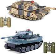 2PCS RC Fighting Battle Tanks, Abrams vs Tiger Infrared Battle Remote Control Tanks, 2.4Ghz RC Battle Tank Remote Control Military Vehicle