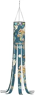 World Map Pattern Print Lightweight Halloween Windsock â€“ Festive Fall Tree Ghost Halloween Decorations