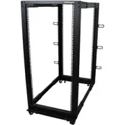 StarTech.com 4-Post 25U Mobile Open Frame Server Rack, 19in Network Rack with Casters, Rolling Rack for Computer/AV/Data/IT Equi