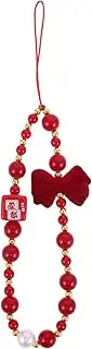 jojofuny Beaded Phone Wrist Strap for Women Red Beaded Phone Charm Bracelet Hand Wristlet Lanyard Fashionable Mobile Phone Pendant