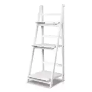 Display Shelf 3 Tier Wooden Ladder Storage Book Shelves Rack White