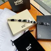 在飛比找Yahoo!奇摩拍賣優惠-全館免運 Montblanc 間黑色手鏈316精鋼光面男士手