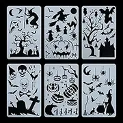Halloween Stencils, 6 Pcs Reusable Halloween Drawing Stencils for DIY Crafts, Scrabooking, Home Decor, Halloween Decoration (10.2 * 6.7in)