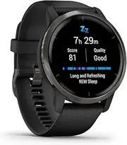 [Garmin] Venu 2, GPS Fitness Smartwatch, Slate Stainless Steel Bezel with Black Band