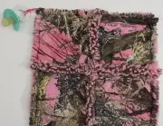 rag quilt mossy oak break up pink real tree pacifier holder lovey burp cloth