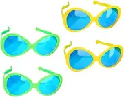 [NOLITOY] Funny Retro Sunglasses 4pcs Plastic Men's Sunglasses Party Props for Festival Holiday Outdoor Activities Random