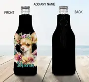 Chihuahua Stubby Holder Zip Up Bottle Cooler Collapsible Personalised