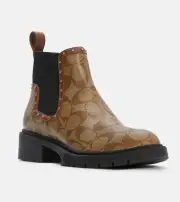 Coach Monogram Lory Signature Coated Canvas Bootie Boots 9 B