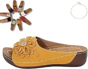 [Generic] Comfortable Non-slip Solid Color Open-Toe Wedge Sandals for Women, Arch Support, Slip on Platform Breathable Sandal