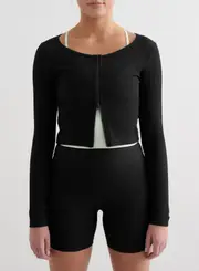 [aim'n] Black Ribbed Performance Zipped Cardigan