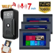 7"HD Camera 3 Monitor Wired/Wireless Video Door Phone Home Intercom Entry System