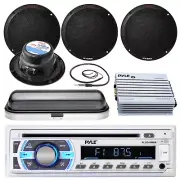 Black Marine 400W 6.5" Speakers, 400W Amp, Cover, Antenna, Bluetooth USB Radio