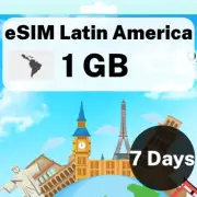 eSIM Latin America - 1 GB - 7 Days - Travel eSIM | QR code activation