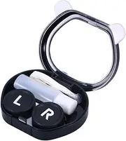 [Minkissy] Lens Case 2-in-1 Storage Box Travel Kit with Mirror Tweezers Compact Size Style