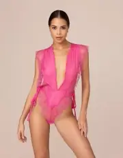 Agent Provocateur Willa Pink Teddy Bodysuit AP4 Large NWT