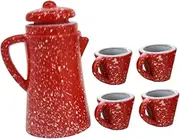 ERINGOGO Mini House Tea Pot and Cups Set Pretend Play Tea Set Miniature Tea Pot and Cup for Dollhouse Dec