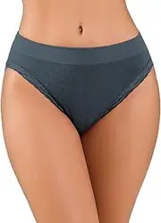 [Y25D] 50% Bamboo Underwear Women Bikini Moisture Wicking Underwear Lace Trim Breathable Hipster Panties Soft Briefs 6 Pack