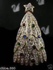 SIGNED SWAROVSKI PAVE' CRYSTAL 1998 CHRISTMAS TREE PIN PIN~ BROOCH RETIRED NEW