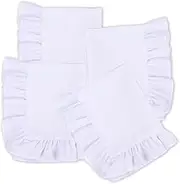 MIKI WELL Linen Cotton Ruffle Dinner Napkins 18 x 18 Inch - Cloth Napkins Set of 4 for Spring, Holiday - Handcrafted and Washable Fabric (White)
