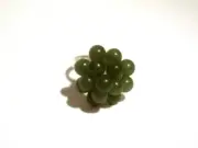 3 Tier Grape Cluster Cocktail Ring Sterling Silver with Green Nephrite Jade Bead