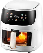 Air Fryer, Compact Digital Airfryer 4L, 8 Cooking Options, Multifunctional Oiless Cooker with Led Touch Screen, Up To 80% Less Fat, Nonstick, White