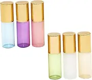 Gogogmee 6Pcs Portable Essential Oil Glass Bottles Roll White Blue Pink Purple for Travel Leak Design Easy to Fill