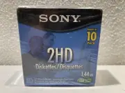 10 Pack Sony 3.5" Floppy Disks 2HD 1.44 MB 10MFD-2HDLF IBM Formatted New #X1