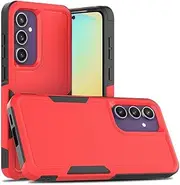 ZUSLAB Rugged Case for Galaxy S24 FE Defender Protective Heavy Duty Shockproof Dustproof Cover for Samsung S24FE (2024) - Red