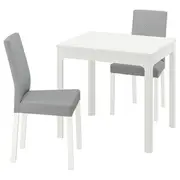 EKEDALEN / KÄTTIL table and 2 chairs, white/Knisa light grey, 80/120 cm