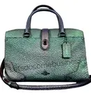 COACH Hologram Mercer 30 Satchel Crossbody Purple Green 55622 Buffalo Leather