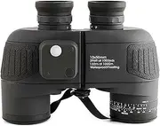 [UOOD] 10x50 Binoculars Ultra-Wide Field of View FMC BAK4 IPX7 Waterproof Anti-Fog Rangefinder Compass for Sailing - All Ages with Harness Strap Black Wider Field of View