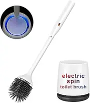 Ratolo Electric Toilet Brush,Silicone Toilet Brush,Toilet Bowl Brush and Holder Set with Ventilated Holder,Toilet Brush, Floor Standing, Wall Mounted Without Drilling，Rechargeable