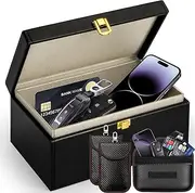 WEKUBA Faraday Box with 3 Pack Faraday Pouches, for Car Keys, Large Faraday Box Key Safe Protector, RFID Signal Blocking Pouch, Anti-Theft Signal Blocking Cages, Remote Entry Keyless