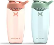 Promixx PURSUIT Protein Shaker Bottle 2-Pack – Premium Sports Shaker Bottles for Protein Mixes and Supplement Shakes – Coral, Seagrass Green, 700ml