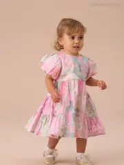 Angel & Rocket Pink Lilah Floral Tiered Bloomer 100% Cotton Dress (AN7764) | $83 - $88
