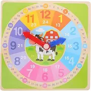 Kisangel Wooden Clock Learning for Teaching Tool Cognitive Development Educational for Early Learning Fun and Portable Clock