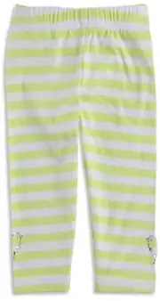 Girls Pumpkin Patch lime stripe 3/4 leggings with bling Size 0 & 1