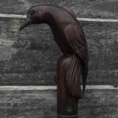 Dengers Bird Hand handle Carved Top Cane Wooden Cane Walking Stick Vintage Gifts