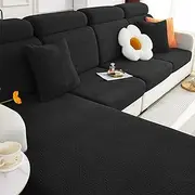 hyha Individual Couch Cushion Covers, Stretch Sofa/Couch Seat Cushion Covers, Magic Outdoor Sofa Covers Washable, Dog Couch Cushion Covers for Sofa with Elastic Bottom(1 Cushion Sofa, Black)