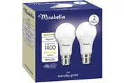 Mirabella Led Gls Bc 14w 1400lm Warm White 2 Pack
