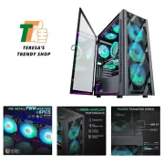 ATX PC Case Pre-Install 6 PWM ARGB Fans, Polygonal Mesh Computer Gaming Case,...