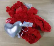 BUILD A BEAR Red Roses Bear UNSTUFFED, with Stuffed Silver Heart Wristie 029111
