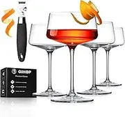 Martini Glasses, Lead-Free Crystal Coupe Glasses Set of 4, 9 Oz, Hand-Blown Cocktail Glasses, Fancy Champagne Coupe Glasses for Espresso Martini, Manhattan as Bar Glassware with Deluxe Gift