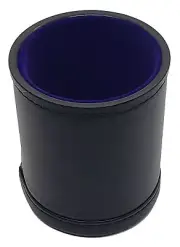 Black PU Leather Dice Cup with Premium Blue Felt Lining for Quieter Shake