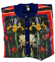 Roberto Cavalli Class Sequin Embellished Cardigan Jacket Pullover M