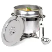 11 QT Soup Chafer Station with Contemporary Marmite Water Pan, Stainless Steel,