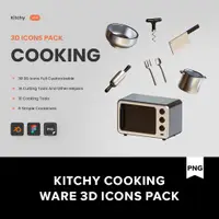 在飛比找蝦皮購物優惠-30款3D三維立體廚房烹飪廚具Icon圖示設計素材原始檔案