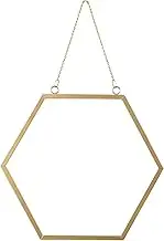 Cabilock Iron Frame Hexagon Wall Mirror Small Size Bathroom Makeup Mirror Easy Hanging Chain