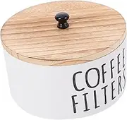 iplusmile Coffee Filter Canister with Lid Rustic Coffee Filter Holder Capacity Storage Box and Kitchen Items